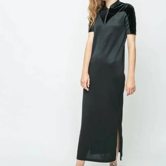 adidas | Dresses | Adidas Originals Velvet Vibes Polo Maxi Dress